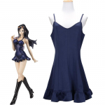 Anime Miss Allsunday Cosplay Nico Kost&uuml;&uuml;m Robin Seksikas Naine T&uuml;drukud Sinine Kleit Valge M&uuml;ts Prillid Rekvisiidid Halloweeni Kost&uuml;&uuml;mi Komplektideks L 50-55kg punane