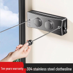 Kahekordne sisset&otilde;mmatav pesun&ouml;&ouml;r - L&ouml;&ouml;givaba n&auml;htamatu kuivatusrest siseruumidesse, r&otilde;dule/vannituppa, terasest tross Elegant Black 5.1m Double Rope Adjustable
