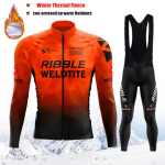 Talvine Jalgrattas&auml;rgi Komplekt Neoonroheline Pikkade Varrukatega Termiline Fliis Jalgrattas&otilde;idu R&otilde;ivad Meeste MTB Roupa Ciclismo Masculino Asian size-L red