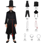 Demon Hunters KPOP SAJA BOYS Jinu Cosplay Kost&uuml;&uuml;m Lastele Meestele &Uuml;htne M&uuml;ts K&uuml;&uuml;ned Rekvisiidid Cosplay Anime R&otilde;ivastus Peo Halloweeni &Uuml;likond 110CM black