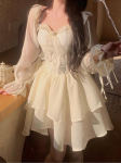 Prantsuse moe vintage haldjakleit pikkade varrukatega elegantne Y2k minikleit Korea Kawaii Lolita kleit, naiste kleit, 2023. aasta kevad XL roosa