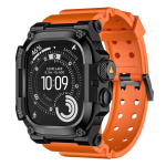 Tugev integreerimisrihm koos &uuml;mbrise ja Apple Watch Ultra 3/2/1 49mm jaoks m&otilde;eldud spordisilikoontrihmaga koos metallist kaitserauaga iWatch Ultra jaoks Ultra 1/2/3 49mm oranž/must