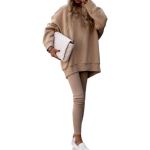 2 tk/komplekt S&uuml;gisene dressipluusi ja p&uuml;kste komplekt Elastne v&ouml;&ouml;koht Pikkade varrukatega &Uuml;mmargune kaelus &Uuml;hev&auml;rviline L&otilde;tv Soojana hoidev Pullover Paks Lihtne S khaki