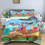 Phineas Ja Ferb Tekikate Multikaprindiga Pol&uuml;ester Tekk Laste Magamistuppa Anime Hubane Tuba Voodipesu Erinevad Suurused EU Single(135*200cm)3pcs