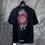 8015 CHROME HEARTS 2026 Suvi Uus K&otilde;rge Kvaliteediga Puuvill &Uuml;mmargune Kael L&otilde;tv Suur Suurus Meeste ja Naiste T-s&auml;rk Paar T-s&auml;rk S must