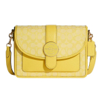 Coach Lonnie 25 Chambray Hele V&auml;rv Lilleline Tr&uuml;kitud Kangas ja Nahast &Otilde;la Crossbody Kott Keskmine Naiste kotid Kollane C8307-IMS9V Gift Box Sets (Basic Set+Black Box)