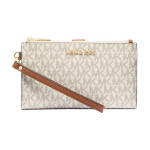 Michael Kors MK Jet Set Travel Signature Logo Prindiga T&otilde;mblukuga Kaetud L&otilde;uend ja Pol&uuml;ester Rahakott Naiste rahakott Vanillivalge 35F8GTVW0B-VANILLA Basic Set (Bag+Dust Bag)