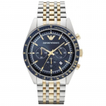 Emporio Armani Tazio XLarge Sinine Kahev&auml;rviline Metall Meeste Kvarts Kronograaf K&auml;ekell AR8030 sinine