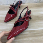 Disaineri Terava Ninaga Madala Suuga Uued K&otilde;rge Kontsaga Kingad Suvine Elegantne Pandlaga Kaunistatud Stiletto Mustad Naiste Kingad 35 punane