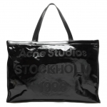 Acne Studios Kirjaliku Logoga T&otilde;mblukuga Kotikott Ostukott Unisex T&otilde;mblukuga Kotid Must C10254-900 Basic Set (Bag+Dust Bag)