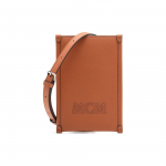 MCM Konjakikarva Nahast Vertikaalne Telefonikott Risti &uuml;le Keha, Reljeefse Logoga, Igap&auml;evaseks Kasutamiseks Basic Set (Bag+Dust Bag)