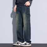Vintage teksad Meeste S&uuml;gis Sirged Taskutega Cargo P&uuml;ksid L&otilde;dvad Laia S&auml;&auml;raga High Street Vabaaja Denim P&uuml;ksid Meestele 38