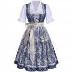 Vintage stiilis varrukateta Dirndl kleit n&ouml;&ouml;riga eest ja lillemustriga Traditsiooniline Oktoberfest kost&uuml;&uuml;mikleit naistele L sinine