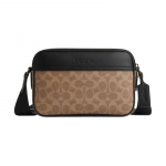 COACH Graham 23 Logo Reguleeritava Rihmaga Kunstnahast ja Vasikanahast &Otilde;la-Crossbody Kott Keskmine Meeste Beež ja Must must