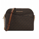 MICHAEL KORS Jet Set Travel Presb&uuml;oopia Tr&uuml;kitud Retro T&auml;htede LOGO T&ouml;&ouml;le K&auml;ivitatav Kestkott Messengeri kott PVC &Otilde;lakott Keskmine Naiste Tammepruun pruun