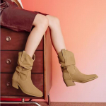 Naiste Paksude Kontsadega L&auml;&auml;ne Saapad Kunstnahast Suede Ankle Boots Naine S&uuml;gis Vintage Lai Toru Volditud Keskmise S&auml;&auml;rega Kauboi Saapad Mujer 35 khaki