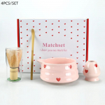 2/4/5 tk S&uuml;damekujuline dekaal Keraamiline matcha komplekt, Armas matcha komplekt sisaldab matcha kaussi, matcha visplit ja hoidjat, Bambusest lusikat, S&otilde;ela 4pcs