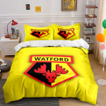 Kollane Watfordi logo voodipesukomplekt Voodipesu Tekikoti komplekt Tekikott Padjap&uuml;&uuml;rid   (1 * Tekikott 2 * Padjap&uuml;&uuml;ri, ilma tekita) 135x200cm