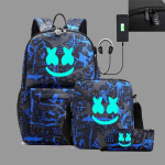 Marshmello Marshmallow Helendav Seljakott Risti-keha Pinalikott Kolmeosaline Komplekt USB-laadimisega &Otilde;pilase Koolikott Seljakott Large three-piece set