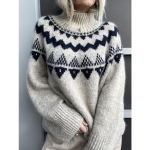 Naiste Vintage L&otilde;tv Jacquard Kootud Kampsun Pikkade Varrukatega S&uuml;gis Talv Top M gray