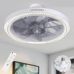 2-in-1 laeventilaator LED-valguse ja puldiga, h&auml;mardatav, nutikas ventilaatorivalgusti magamistuppa, elutuppa, k&ouml;&ouml;ki valge