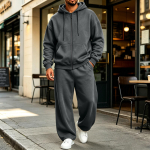 Meeste kahet&uuml;kiline lukuga dressipluus ja laia s&auml;&auml;rega p&uuml;ksid, spordikomplekt XXXL gray