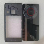 Keskraam ZTE Nubia Focus 5G Z2357N jaoks T&auml;ielik korpus Klaasist Aku tagakaas Tagumine luuk koos kaameraklaasiga Black Full Set