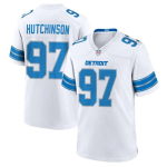NFL Detroit Lions Kohandatud Tikitud Jalgpallis&auml;rk Meeste St. Pruun 14 Goff 16 Gibbs 26 Meeskonna spordir&otilde;ivad 97 Hutchinson White white