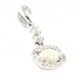 Les Tr&eacute;sors De Lily [H7487] &ndash; h&otilde;bedane ripats  Goddess Opal  H&otilde;bevalge (roodiumiga kaetud) - 16x9 mm valge