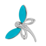 Les Tr&eacute;sors De Lily [Q0552] - h&otilde;bedane ripats  Dragonflies  t&uuml;rkiissinine h&otilde;be (roodiumiga kaetud) - 22x15 mm t&uuml;rkiissinine
