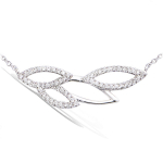 Les Tr&eacute;sors De Lily [Q1076] - Collier argent 'Sissi' blanc argent&eacute; (rhodi&eacute;) - 30x10 mm h&otilde;be