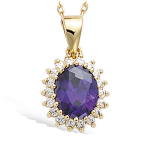 Les Tr&eacute;sors De Lily [Q7616] - kullatud kaelakee  Sissi  kuldne amet&uuml;st - 13x10 mm lilla
