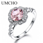 UMCHO Cushion Morganite s&otilde;rmused naistele 8 valge kulla v&auml;rv