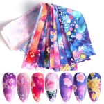 K&uuml;&uuml;nte fooliumid Transfer Kleebised Kleebised Holograafiline Lilled Nail Art Starry Paper DIY
