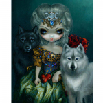 5D DIY Teemantmosaiik Cartoon Girl Wolf Teemanttikandid Teemantmaaling Inglid Pildid 20X30CM