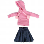 Talvised mustad top kapuutsid Sweetshirt Plisseeritud seelikud &Uuml;likonnariided Barbie-nuku r&otilde;ivad 1/6 BJD nukkudele Aksessuaarid