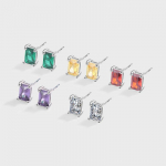 Klassikalised rubiinist smaragd-amet&uuml;stist topaasi baguette k&otilde;rvar&otilde;ngad naistele v&auml;rvilised originaalsed h&otilde;bedast aastap&auml;eva ehted roheline