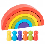 1 tk vikerkaare puidust beebim&auml;nguasjad Montessori loomingulised vikerkaare ehitusklotsid puidust Jenga m&auml;ng varajased harivad m&auml;nguasjad lastele