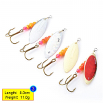 FISH KING 4tk Spinner Bait 4g 7g 12g 18g 28g Lusikas peibutis haugi metallist kolmikkonksudega Kunstlik basss&ouml;&ouml;t kalas&ouml;&ouml;t 8.0cm 11g