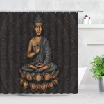 Zen Roheline bambusest Buddha du&scaron;ikardin maastik vesik&uuml;&uuml;nal kivi Lotu taim aiamaastik Veekindel vannitoa kardin 180*200CM