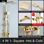 Luksuslik Gold Du&scaron;&scaron; 4-&uuml;hes du&scaron;ikomplekt koos pihustiga Vannitoa veekraani kraan K&uuml;lm ja kuum kraan Roostevabast terasest du&scaron;&scaron; Square - Hot & Cold