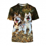 3D Loom Koer Prinditud Meeste T-s&auml;rgid Siberi Husky Graafiline Harajuku Suur vabaajamood Suvine l&uuml;hikeste varrukatega naljakas riietus XXL