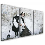 Kolmeosalise pildiga l&otilde;uenditr&uuml;kk Banksy Maid Street Art 60x40 hall v&auml;rv