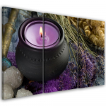 Kolmeosalise pildiga l&otilde;uendiprint Purple Spa Zen Candle 60x40 lilla
