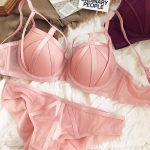 Uus v&auml;rviline aluspesukomplekt Seksikas &otilde;&otilde;nes Push Up rinnahoidja komplekt Naiste klassikaline sidemega rinnahoidja suvepits pluss suuruses rinnahoidja ja alusp&uuml;kste komplektid 85B roosa