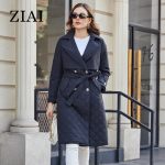 ZIAI 2023 UUS Naiste kevadjope pikk v&ouml;&ouml; Suur rev&auml;&auml;r Klassikaline kaherealine trent&scaron;mantel &Otilde;hukesed puuvillased parkad ZM-20297 XS must