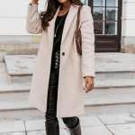 (SU)Naiste mood k&uuml;lmav&auml;rviline pikkade varrukatega rev, keskmise pikkusega n&ouml;&ouml;biga villane mantel L beež