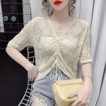 WTEMPO suvine kootud kardigan naiste &otilde;&otilde;nsad mood &otilde;hukesed T-s&auml;rgid lahtised V-kaelusega l&uuml;hikeste varrukatega kootud vestid l&uuml;hikesed topid M roosa