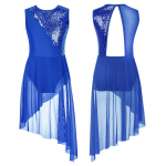 Lastele, t&uuml;drukutele, l&uuml;&uuml;riline kaasaegne kaasaegse tantsu kleit, trikoo, ebaregulaarne &auml;&auml;r, &otilde;&otilde;nsa seljaga kleit 13-14 Years