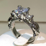 Vintage valge tsirkoonist teemants&otilde;rmus t&otilde;eline 925 sterlingh&otilde;bedast kihlamisr&otilde;ngas&otilde;rmused naistele meeste peoehted 6 must